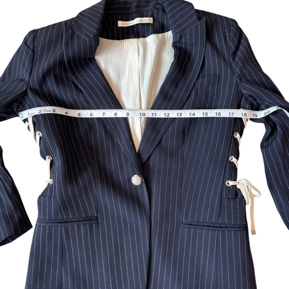 Veronica Beard Taylor Striped Lace-Up Blazer. Size 8. - Picture 9 of 14